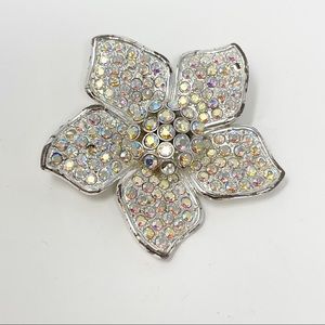 Vintage Silver Crystal Rhinestone Brooch Pin